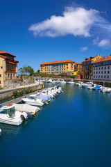 Sticker - Llanes village port marina in Asturias Spain