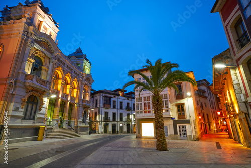 Leinwand Poster  Llanes City town hall sunset in Asturias Spain