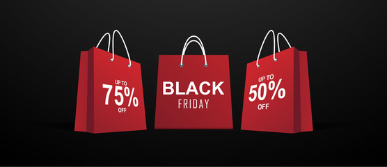 Poster - Black Friday red paper bag big sale