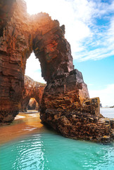 Sticker - Playa las catedrales Catedrais beach in Galicia Spain