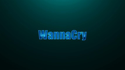 Poster - Letters of WannaCry text on background with top light, 3d rendering background, computer generating