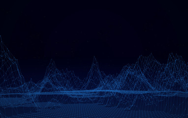 Wall Mural - Big data network visualization concept. Digital music industry, abstract science vector background. Virtual flow big binary data visualization illustration