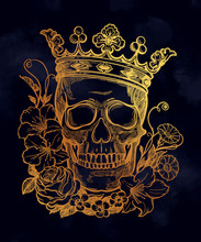 Beautiful Romantic Skull With Crown.