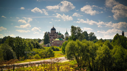 Wall Mural - View of the Cathedral of the Vladimir icon of the Mother of God. Spaso-Borodinsky monastery, Borodino, Mozhaysk district, Moscow region, Russia