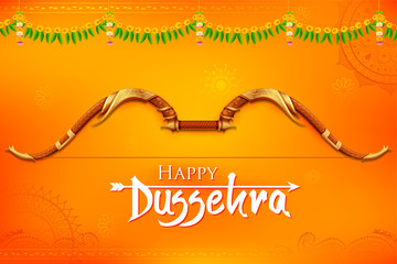 Bow and Arrow of Rama in Happy Dussehra festival of India background