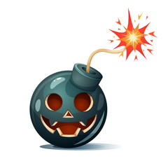 Wall Mural - Cartoon bomb, pumpkin characters. Halloween illustration Vector eps 10