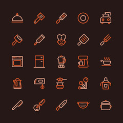 Poster - Kitchen Utensil Multicolored Line Icon Set