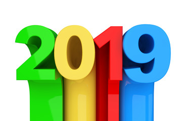 Aufkleber - Abstract New 2019 Year Sign. 3d Rendering