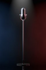 Poster - Vintage Silver Microphone in the Color Volumetric Light. 3d Rendering