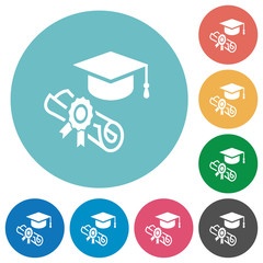 Sticker - Graduation ceremony flat round icons