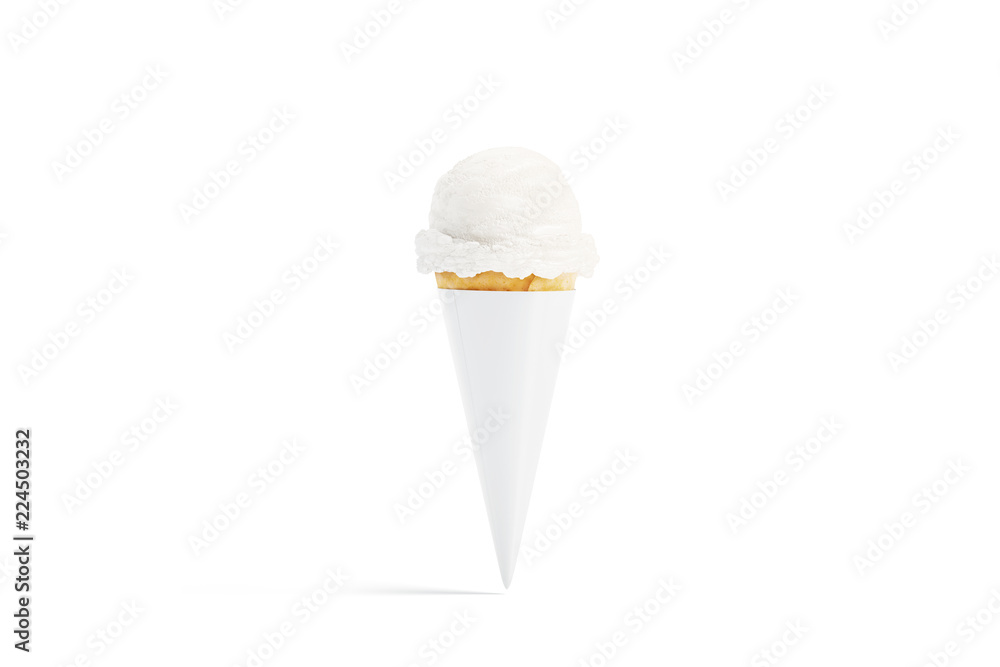 Download Blank White Ice Cream Cone Packaging Mockup Isolated 3d Rendering Empty Icecream Full Pack Mock Up Clear Gelato Cornet Front View Creamy Ball With Wafle Template Package Label Design Wall Mural Alexandr Bognat