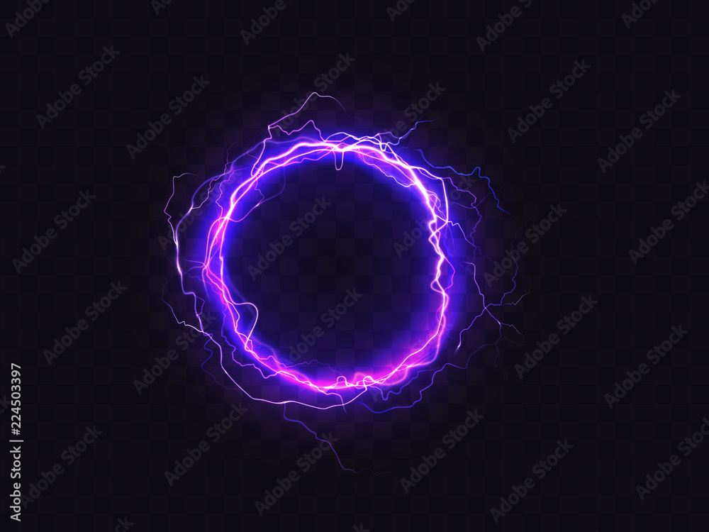 Vector shining circle of purple lighting isolated on dark background ...