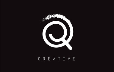 Q Monogram Letter Logo Design Brush Paint Stroke.