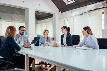 Wall Mural - Business meeting at modern boardroom.