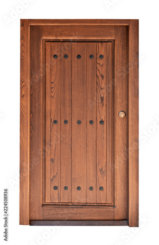 Dekoracja na wymiar  drewniane-drzwi-z-zelaznymi-gwozdziami-na-bialym-tle