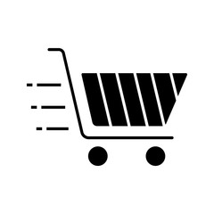 Sticker - Flying shopping cart glyph icon