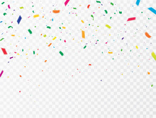 Celebration Background Template With Confetti Colorful Ribbons. Luxury Greeting Rich Card.