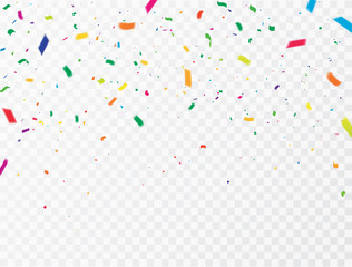 Wall Mural - celebration background template with confetti colorful ribbons. luxury greeting rich card.