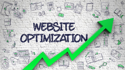 Poster - Website Optimization Drawn on White Brickwall. 3d