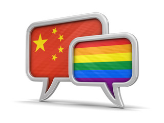Poster - Speech bubbles with flags. Image with clipping path