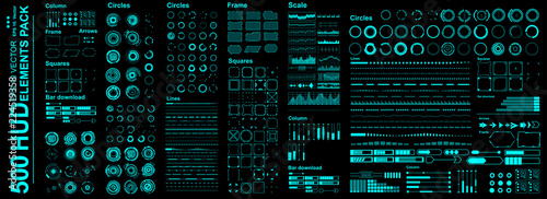 Cuadros en Lienzo Mega set Futuristic Hud elements