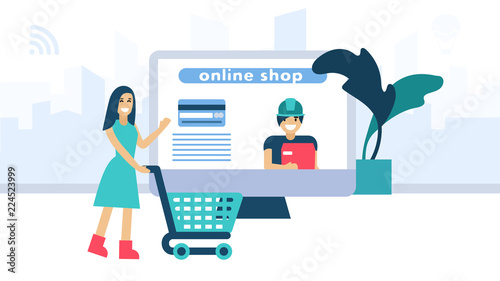 pretty girl online shopping