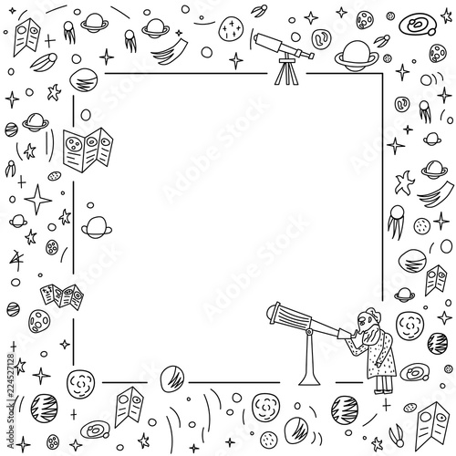 Fotografía Vector design of astronomers and space objects.