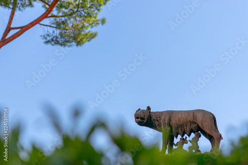 Valokuva Statue of Capitoline wolf feeding Romulus and Remus in Rome, Italy