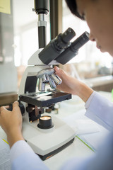 Poster - microscope in laboratory