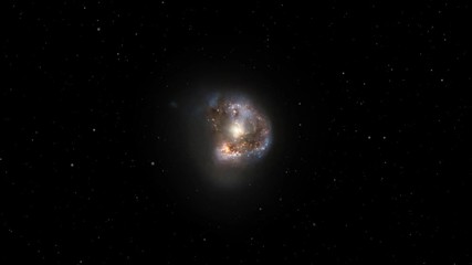 Wall Mural - Megamaser galaxy with big microwave emission in outer space rotating with burst flare light at center. Contains public domain image by NASA