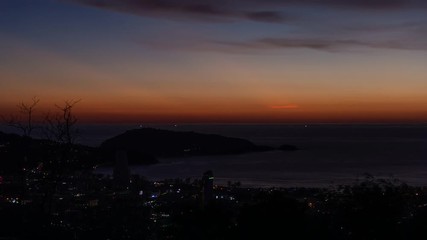 Wall Mural - After sunset at patong bay.
Evening time at patong bay and city when the sun disappear with colorful twilight skyline and night light,4K time lapse.
