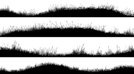 Wall Mural - Horizontal banners of wavy meadow silhouettes with grass.
