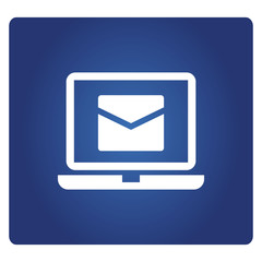 laptop and email icon in blue background