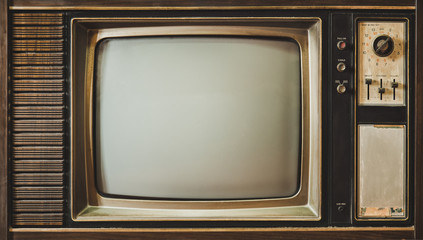 Close up of old TV screen. Vintage retro television style