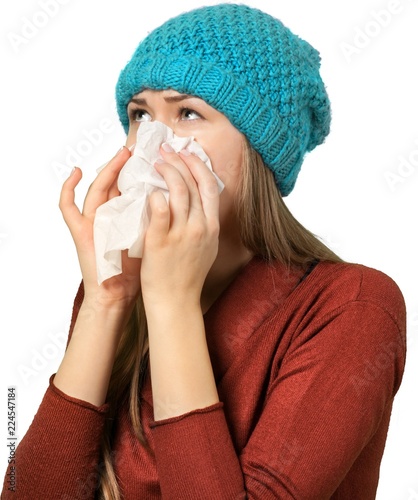 Fotomural young woman suffering from a cold