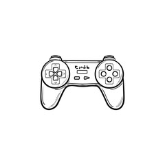 Canvas Print - Game joystick hand drawn outline doodle icon. Video game controller and gamepad, pc game controller concept. Vector sketch illustration for print, web, mobile and infographics on white background.