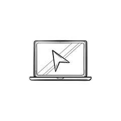 Sticker - Laptop with cursor hand drawn outline doodle icon