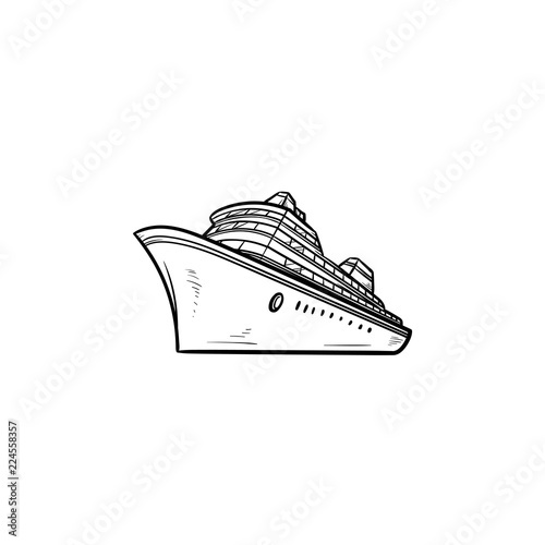 Fotomural Sea cruise ship hand drawn outline doodle icon
