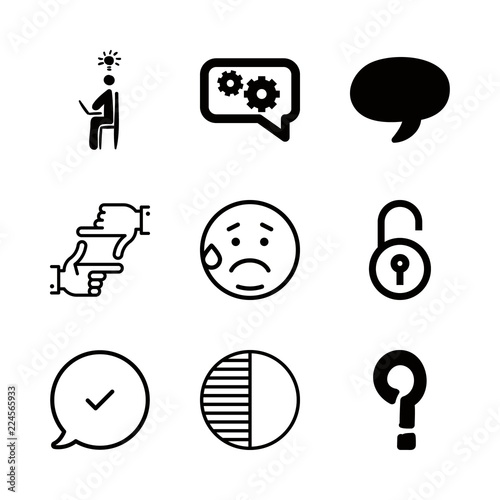 Fotografie, Obraz 9 thinking icons with circle contrast and sad in this set