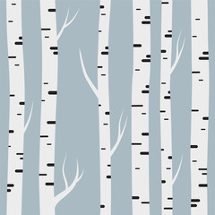 seamless pattern with birch trees. Design element for wallpapers, web site background, baby shower invitation, birthday card, scrapbooking, fabric print etc. Vector illustration.