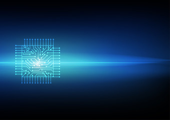 Fototapete - Vector : Electronic circuit on blue background