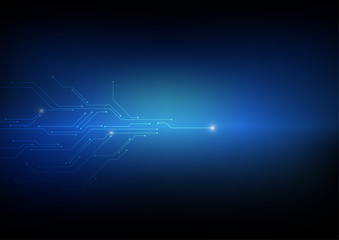 Fototapete - Vector : Electronic circuit on blue background