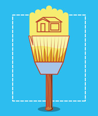 Sticker - paint brush with home repair icons