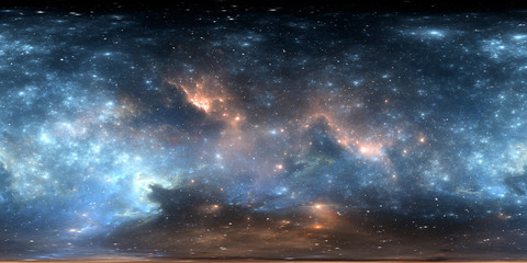 Wall Mural - 360 degree space nebula panorama, equirectangular projection, environment map. HDRI spherical panorama. Space background with nebula and stars