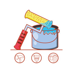 Sticker - paint roller with home repair icons