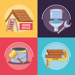 Wall Mural - home repair with tools set icons