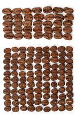 Wall Mural - Geometric roasted coffee beans pattern on white background