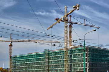 Wall Mural - Construction of a residential building in Poznan.