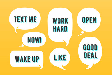 Fototapete - Speech bubbles. Set of message, cloud talk and speech bubble. White speech bubble, cloud talk isolated silhouette with text. Elements for message, social network, web. Vector Illustration