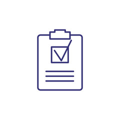 Poster - Checklist line icon. Checkbox, check, tick, clipboard. Office supply concept. Can be used for topics like making list, paperwork, questionnaire